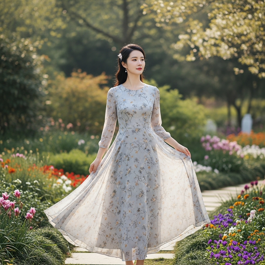 [春季新款雪纺连衣裙的图片]