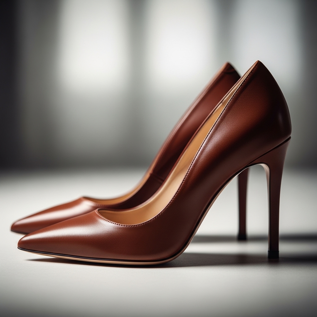 [简约尖头细跟高跟鞋的图片]